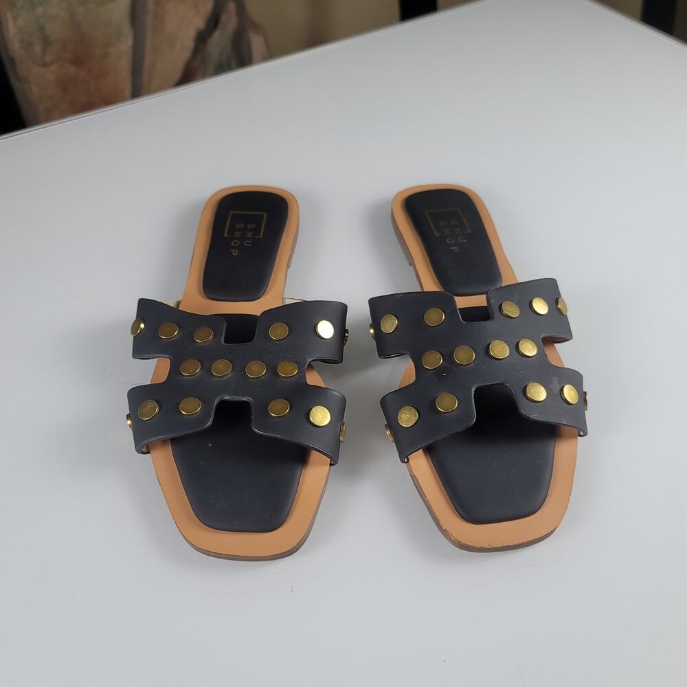 ShuShop Donatella Slide Sandal in Black, sz 10